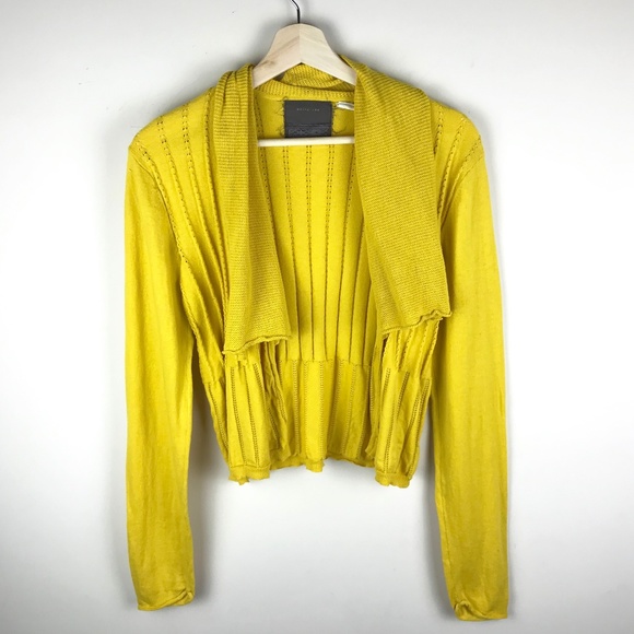 Anthro Guinevere Yellow Cardigan Large - Picture 1 of 8